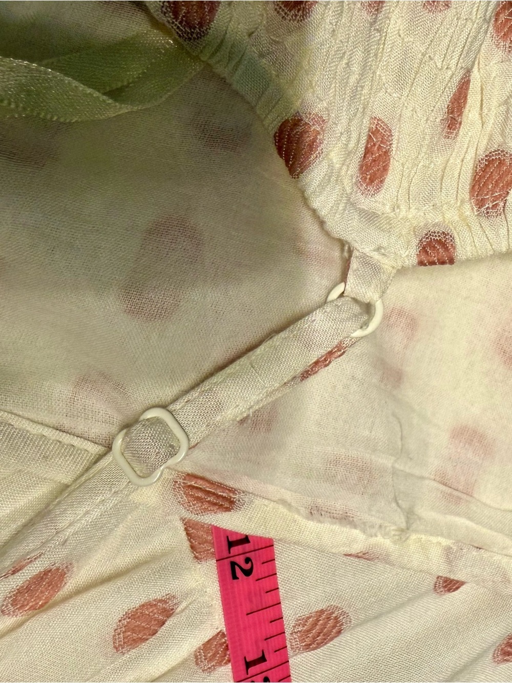 Off white adjustable Strap Polka Dot Tiered Maxi Dress - Pink Dots - Picture 6 of 11